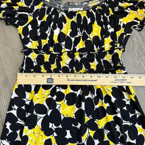 Vintage Maggy L Y2K Off Shoulder Floral MIDI Dress Women’s Babydoll Smocking - Picture 6 of 8